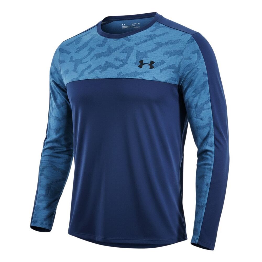 Under Armour HeatGear Fitted Athletic Shirt Mens XL Blue Camo Performance